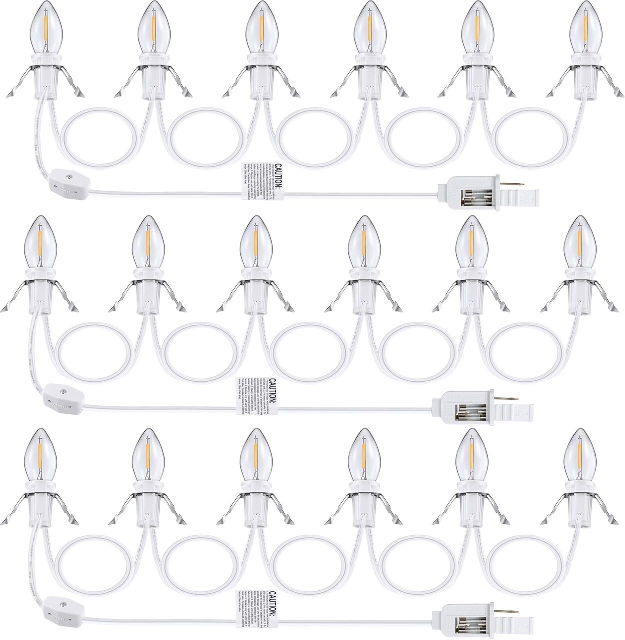 3 Pack Accessory Cord with 6 LED Light Bulb, 11.5 ft Christmas Village Light with ON/Off Switch Plugs and Spare Fuse, Blow Mold Light for Christmas Village House Halloween Pumpkin Crafts Decor